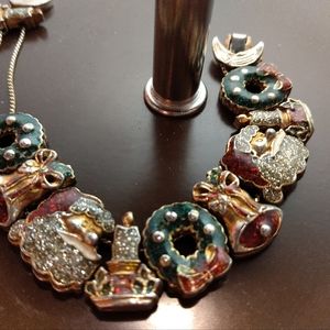 Christmas vintage charm slide bracelet